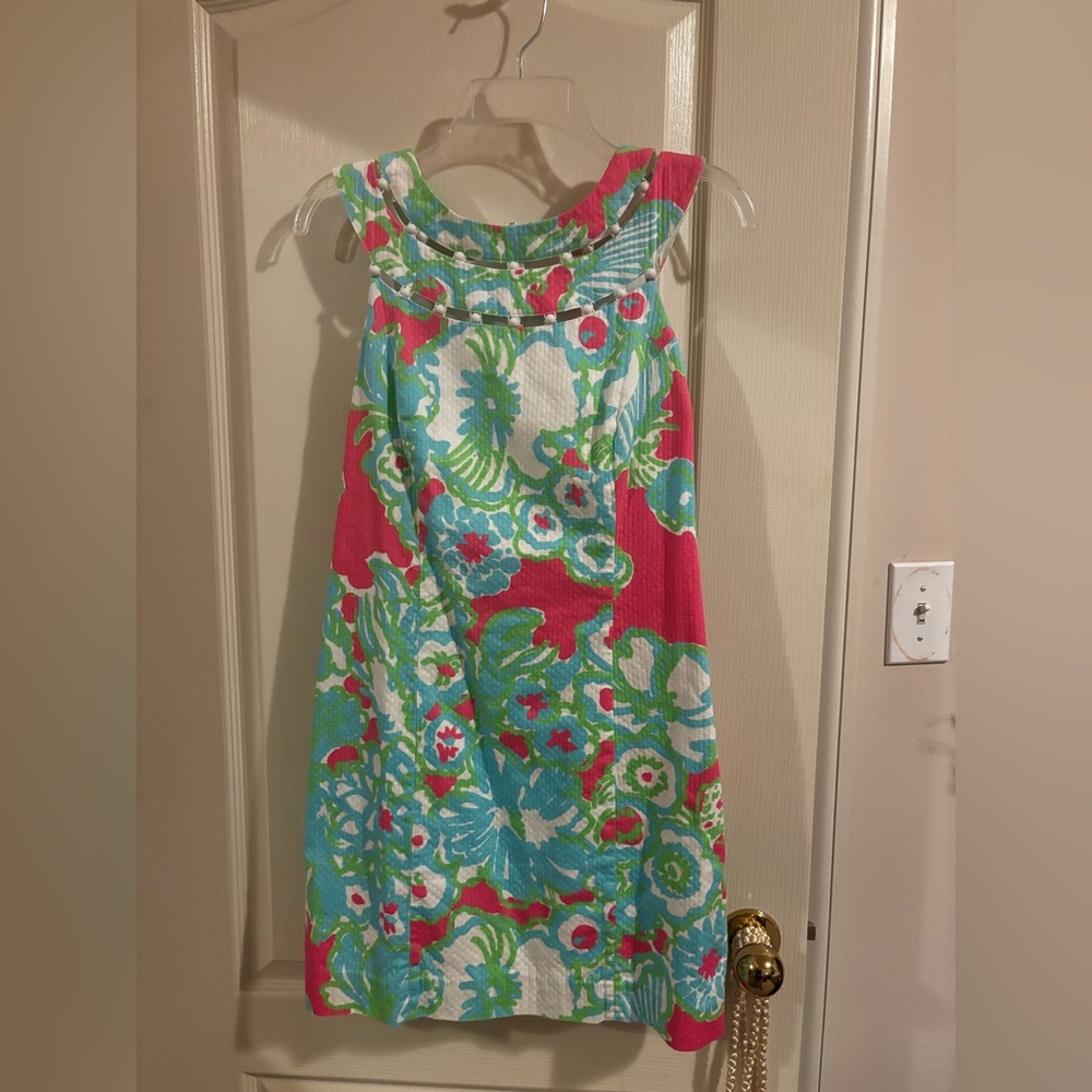 Lilly Pulitzer sz 6 Lindy dress, PB Pink Print, vintage honeycomb donny print - Picture 4 of 14